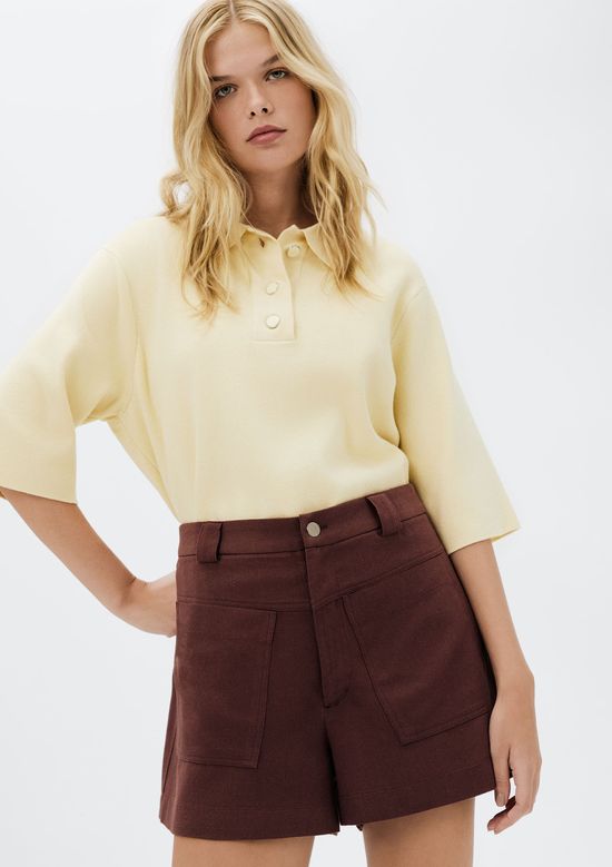 Foto do produto: Shorts Feminino Cintura Média Em Viscolinho - Vinho