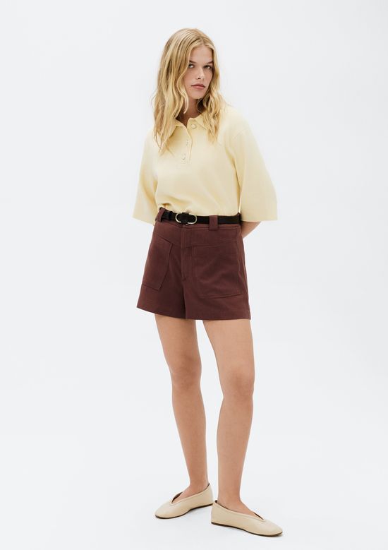 Foto do produto: Shorts Feminino Cintura Média Em Viscolinho - Vinho