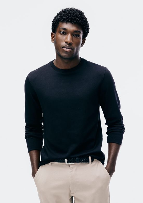 Foto do produto: Camiseta Masculina Manga Longa Em Algodão Peruano - Preto