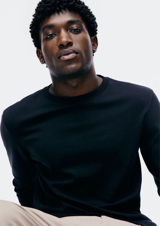 Foto do produto: Camiseta Masculina Manga Longa Em Algodão Peruano - Preto