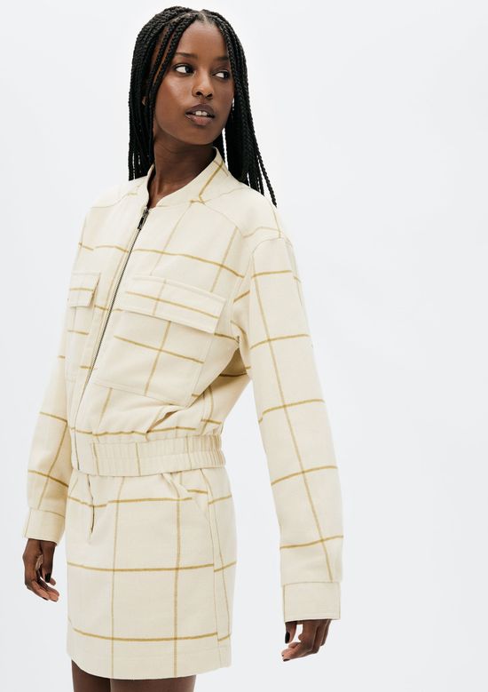 Foto do produto: Jaqueta Feminina Bomber Fio Tinto Com Lã - Creme