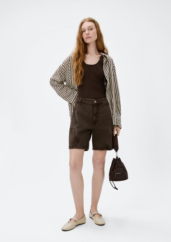 Foto do produto: Bermuda Feminina Reta Em Sarja - Marrom
