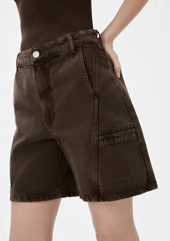 Foto do produto: Bermuda Feminina Reta Em Sarja - Marrom