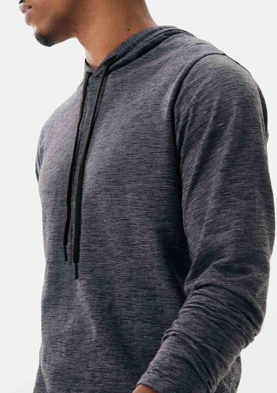 Foto do produto: Camiseta Básica Masculina Manga Longa Texturizada Com Capuz - Preto