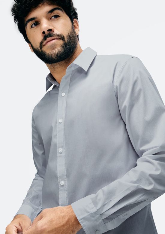 Foto do produto: Camisa Básica Masculina Super Slim Manga Longa - Azul