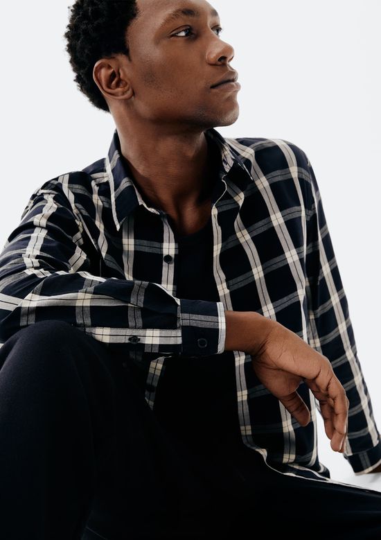 Foto do produto: Camisa Masculina Manga Longa Xadrez - Preto