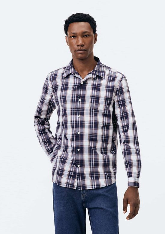 Foto do produto: Camisa Masculina Manga Longa Xadrez - Azul