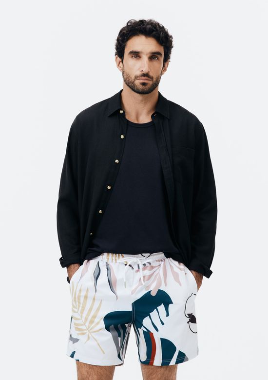 Foto do produto: Shorts Praia Masculino Estampado - Branco