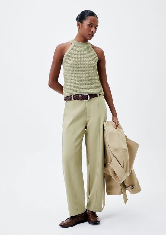 Foto do produto: Regata Feminina Halter Neck Em Tricô - Caqui