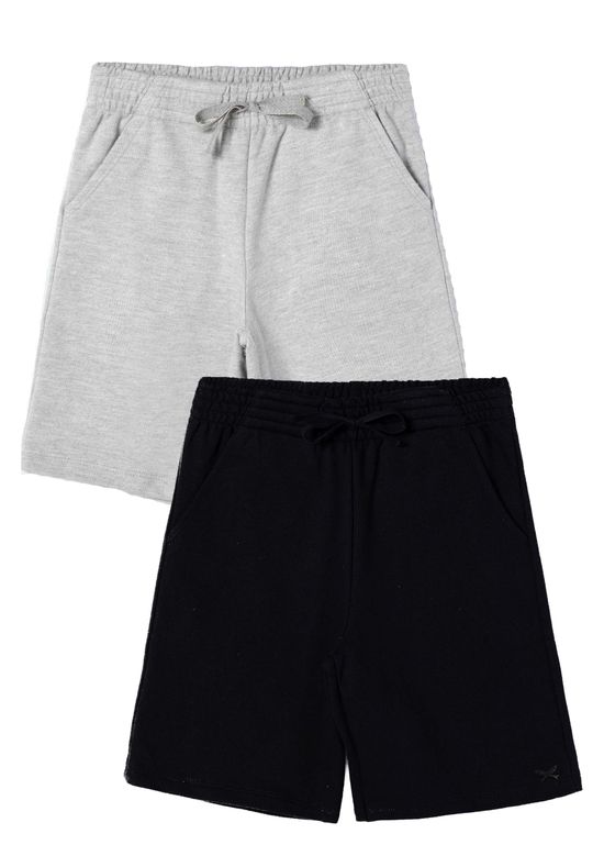 Foto do produto: Kit Com 2 Bermudas Básica Infantis Menino Em Moletom - Preto