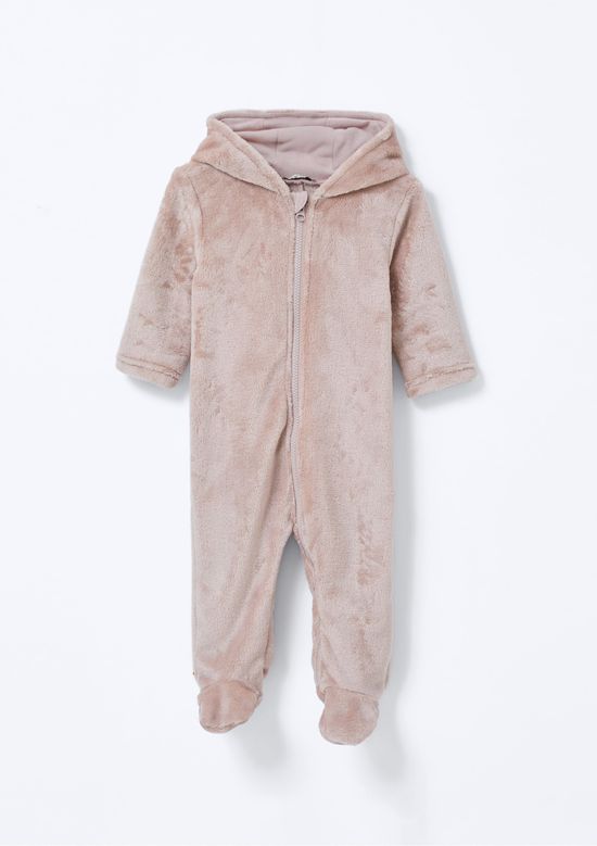 Foto do produto: Macacão Pijama Bebê Unissex Peluciado Com Aplique - Marrom