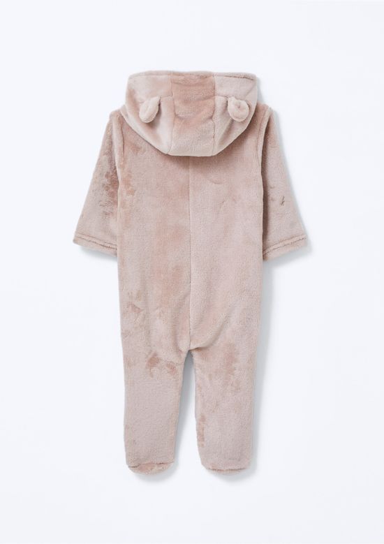 Foto do produto: Macacão Pijama Bebê Unissex Peluciado Com Aplique - Marrom