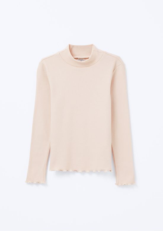 Foto do produto: Blusa Básica Infantil Menina Manga Longa Com Gola Alta - Nude