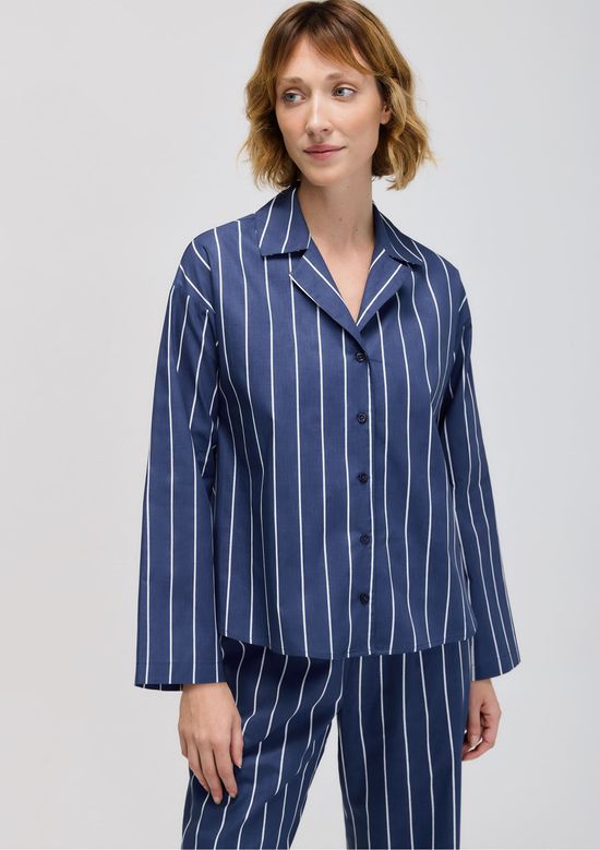 Foto do produto: Camisa Feminina Manga Longa Listrada - Azul
