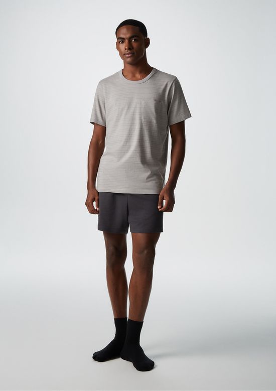 Foto do produto: Pijama Curto Masculino Fio Tinto Listrado - Cinza