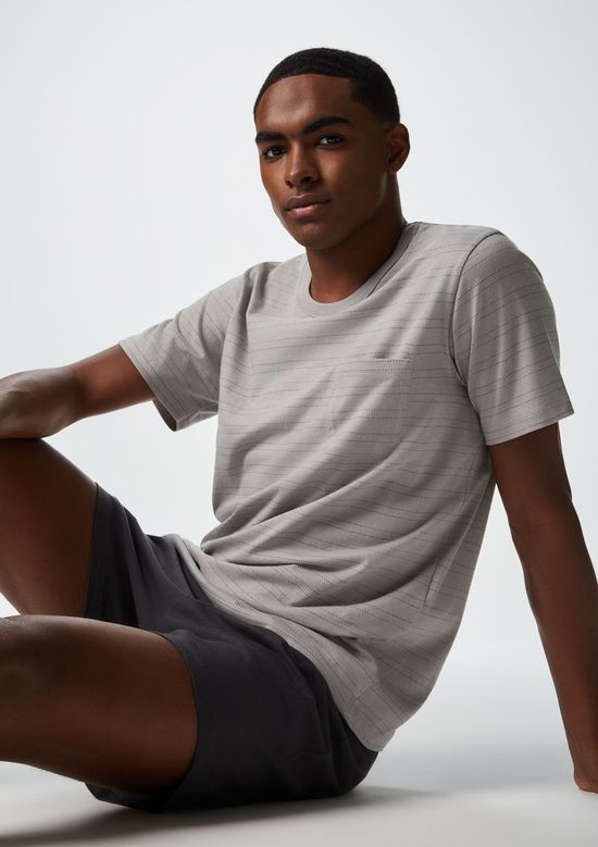 Foto do produto: Pijama Curto Masculino Fio Tinto Listrado - Cinza