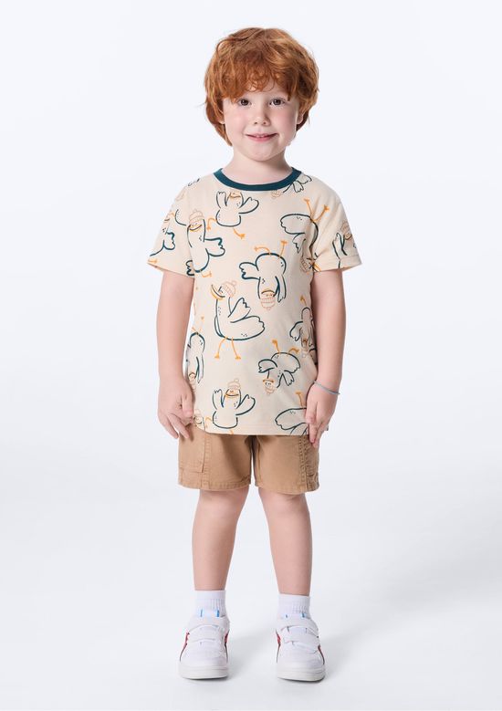 Foto do produto: Bermuda Infantil Menino Cargo Cós Elástico - Marrom