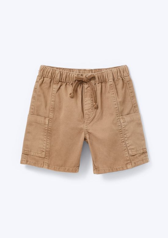 Foto do produto: Bermuda Infantil Menino Cargo Cós Elástico - Marrom