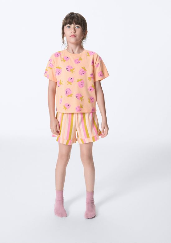 Foto do produto: Pijama Curto Infantil Menina + Scrunchie - Laranja