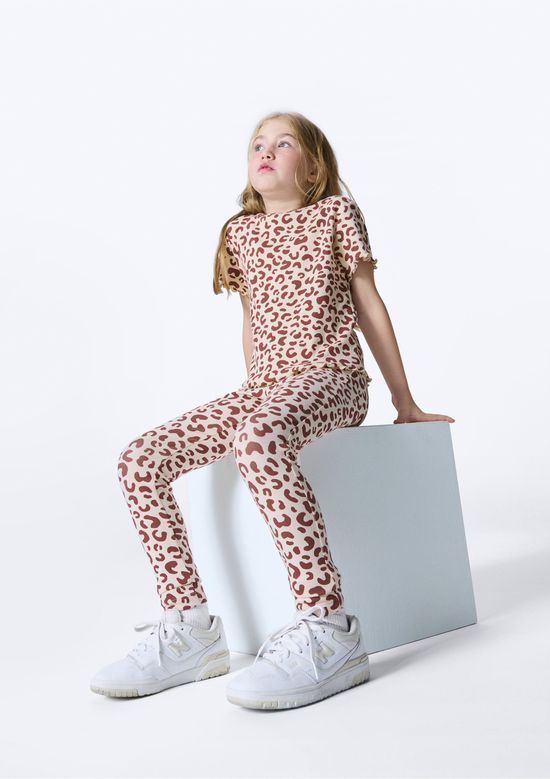 Foto do produto: Calça Legging Infantil Menina Estampada Em Ribana - Nude