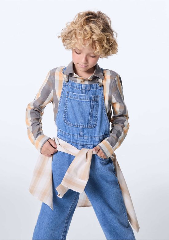 Foto do produto: Camisa Infantil Menino Comfort Fio Tinto Xadrez - Cinza