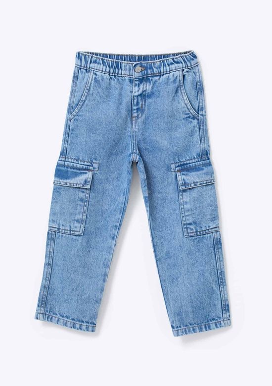 Foto do produto: Calça Infantil Menino Jeans Cargo - Azul