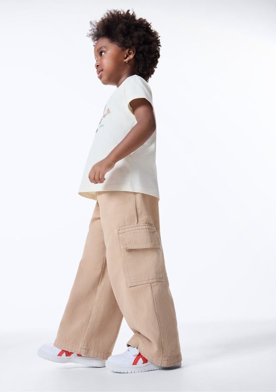 Foto do produto: Calça Infantil Menina Wide Leg Em Sarja - Bege