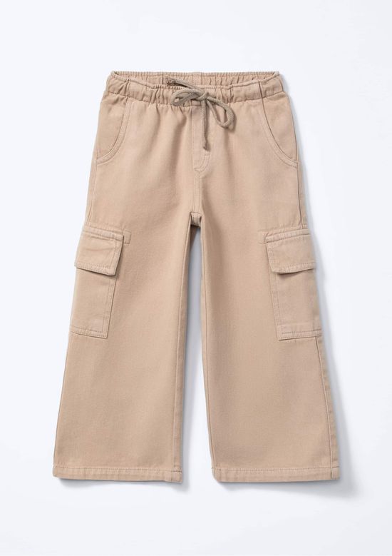 Foto do produto: Calça Infantil Menina Wide Leg Em Sarja - Bege
