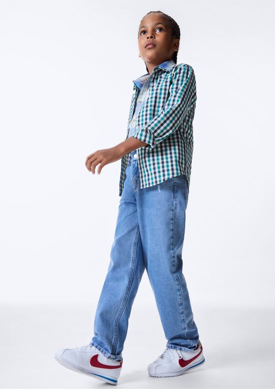 Foto do produto: Calça Infantil Reta Com Puídos - Azul