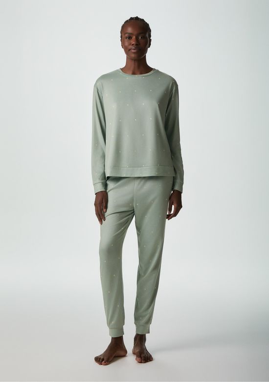 Foto do produto: Pijama Feminino Em Tricô Estampado - Verde