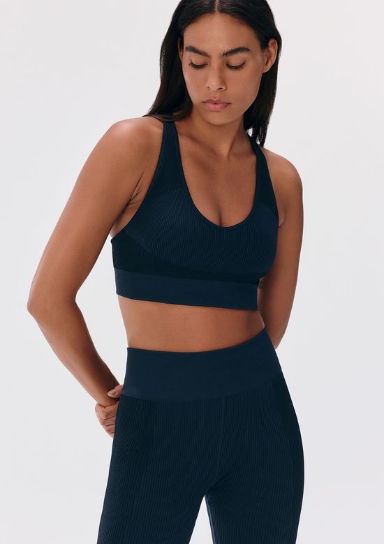 Foto do produto: Top Esportivo Alças Finas Sem Costura Canelado - Azul
