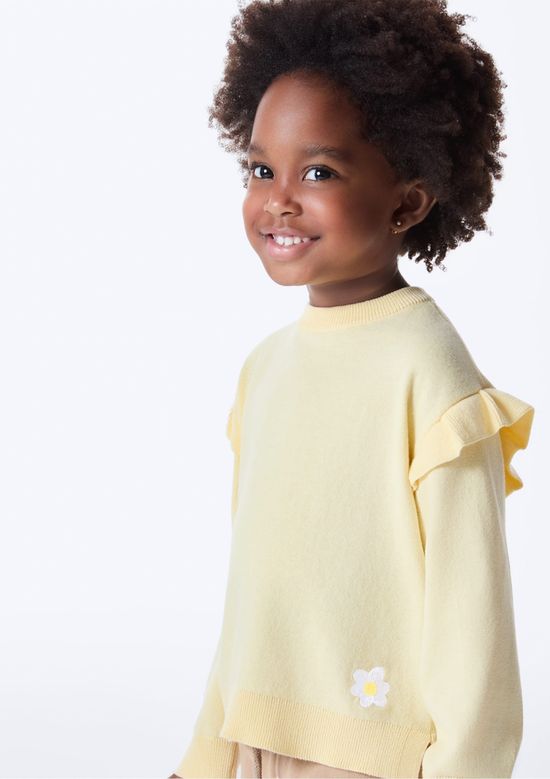 Foto do produto: Blusão Infantil Menina Toddler Em Tricô - Amarelo