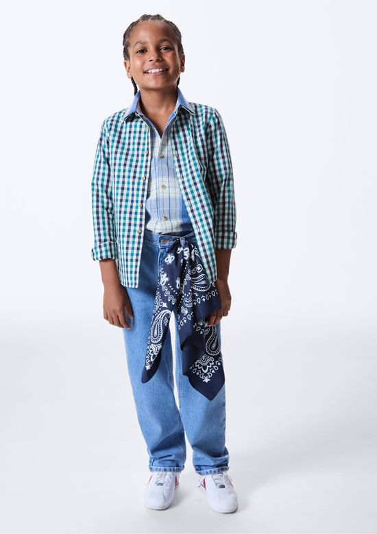 Foto do produto: Camisa Infantil Menino Comfort Fio Tinto Quadriculada - Verde
