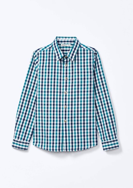 Foto do produto: Camisa Infantil Menino Comfort Fio Tinto Quadriculada - Verde
