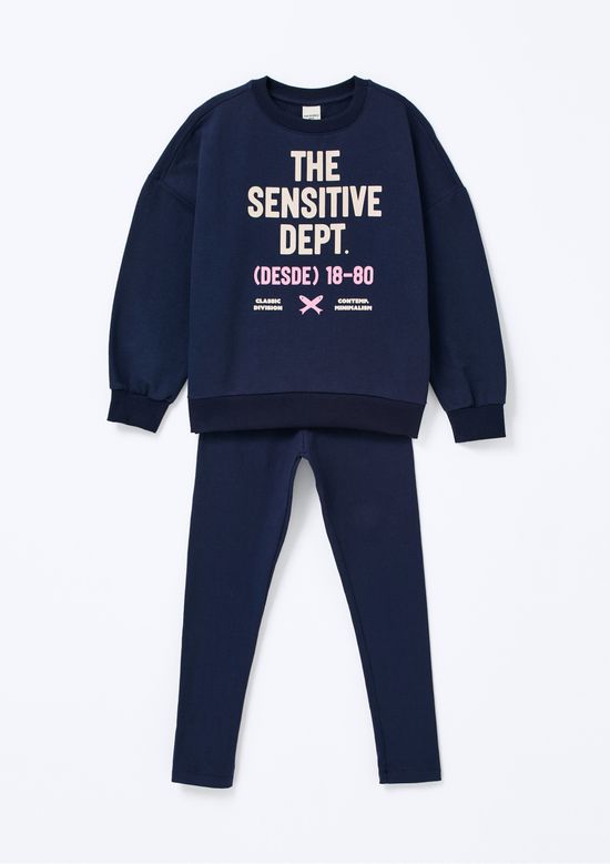 Foto do produto: Conjunto Infantil Menina Em Moletom Peluciado - Azul