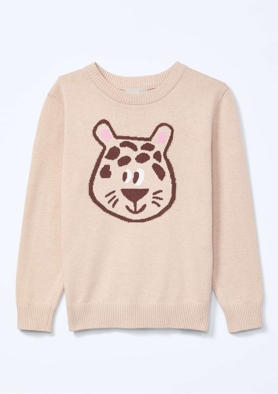 Foto do produto: Blusão Infantil Menina Tricô Com Decote Redondo - Nude