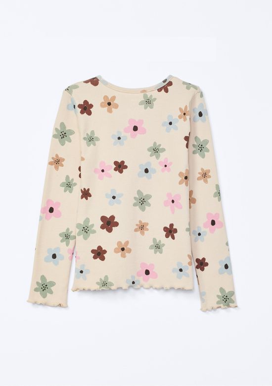 Foto do produto: Blusa Infantil Menina Manga Longa Em Ribana - Bege