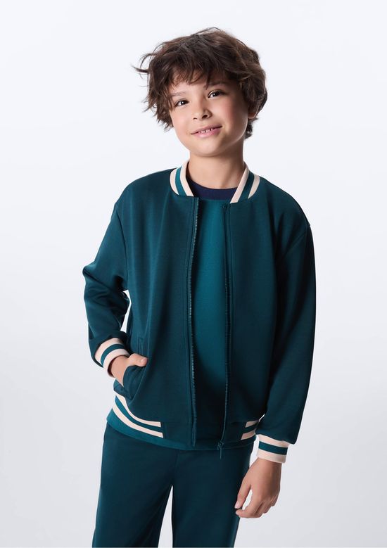 Foto do produto: Jaqueta Infantil Bomber Com Detalhes Em Retilínea - Verde
