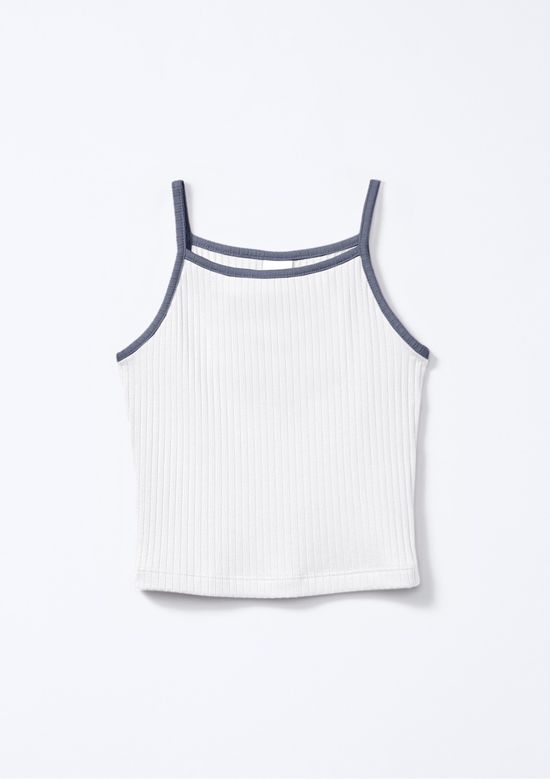 Foto do produto: Regata Infantil Menina Em Ribana Canelada - Off white