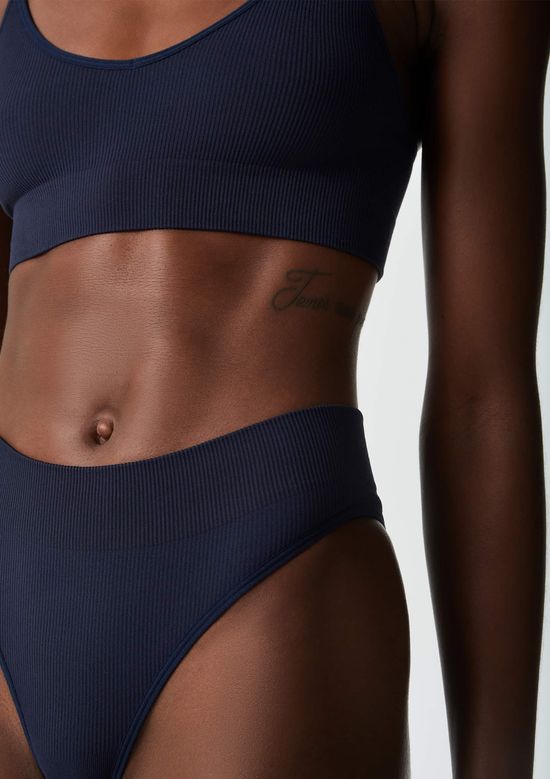 Foto do produto: Calcinha Cintura Alta Cós Duplo - Azul