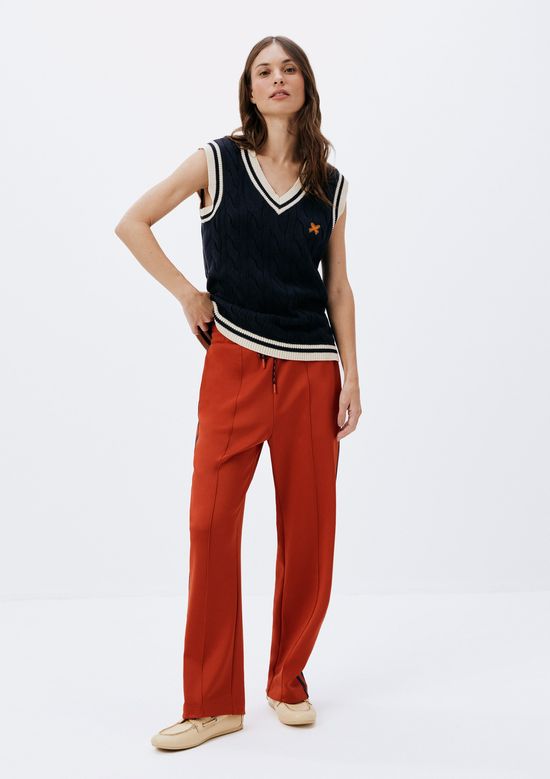 Foto do produto: Calça Feminina 1990 Cintura Alta Com Faixa - Vermelho