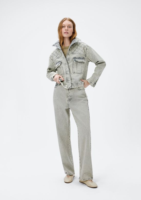 Foto do produto: Calça Jeans Feminina Reta Cintura Média - Cinza