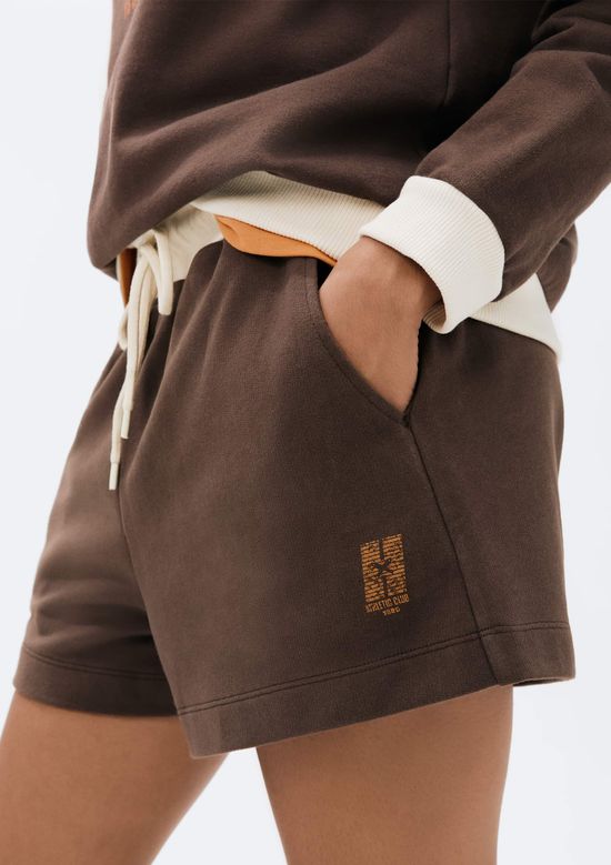 Foto do produto: Shorts Feminino Cós Largo Em Moletom - Marrom