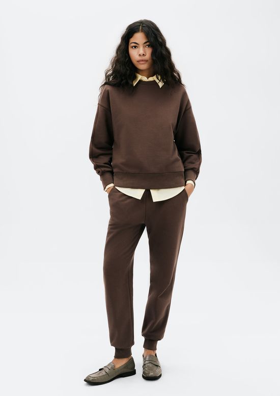 Foto do produto: Calça Básica Feminina Jogger Em Moletom Peluciado - Marrom