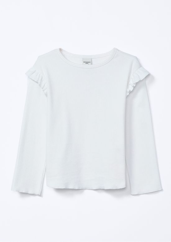 Foto do produto: Blusa Básica Infantil Menina Toddler Com Babados - Off white
