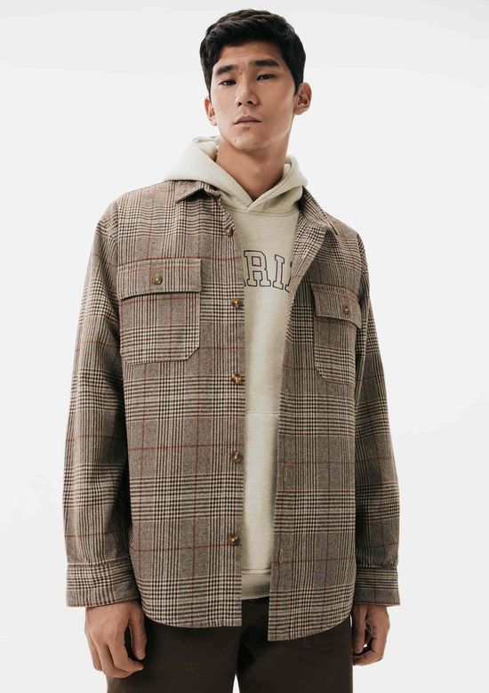 Foto do produto: Jaqueta Masculina Overshirt Em Fio Tinto - Bege