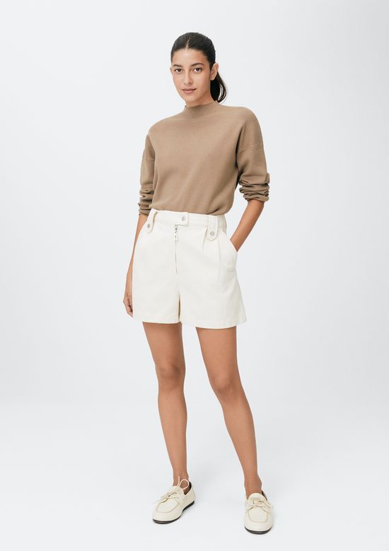 Foto do produto: Shorts Feminino Cintura Alta De Sarja - Off white