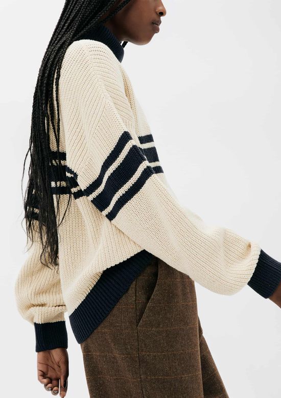 Foto do produto: Blusão Feminino Gola Alta Em Tricô Canelado - Off white