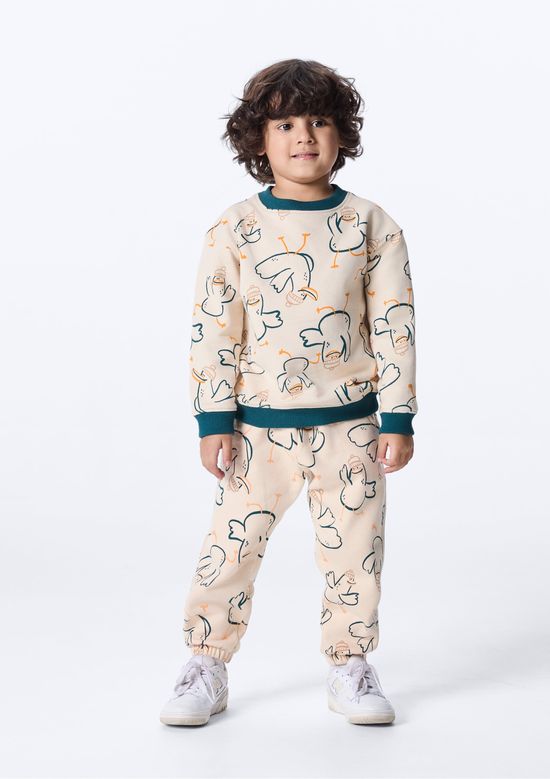 Foto do produto: Calça De Moletom Infantil Menino Toddler Estampada - Nude