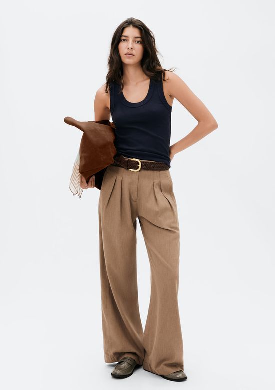 Foto do produto: Calça Feminina Reta Cintura Média Em Liocel - Bege